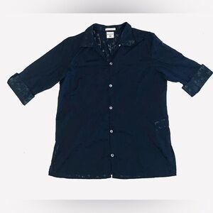 Columbia Women’s River Resort Palm Tree Burnout Button Down Shirt Top Sz S